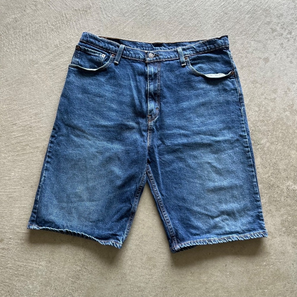 Levis 569 Jean Shorts Size 36 Blue Medium‎ Wash Loose Straight Fit Denim Jorts